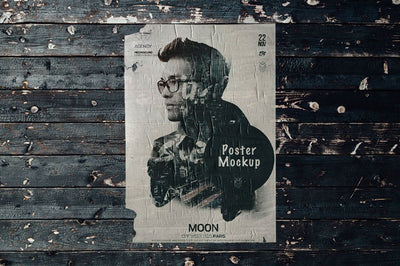 Vintage Flyer Poster Mockup with Rough Wooden Vibes
