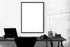 Empty White Poster or Frame in Office Photo Mockup