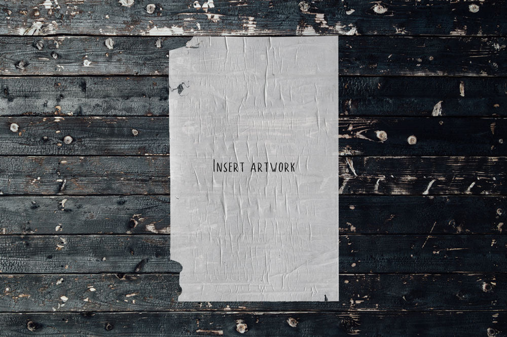 Vintage Flyer Poster Mockup with Rough Wooden Vibes