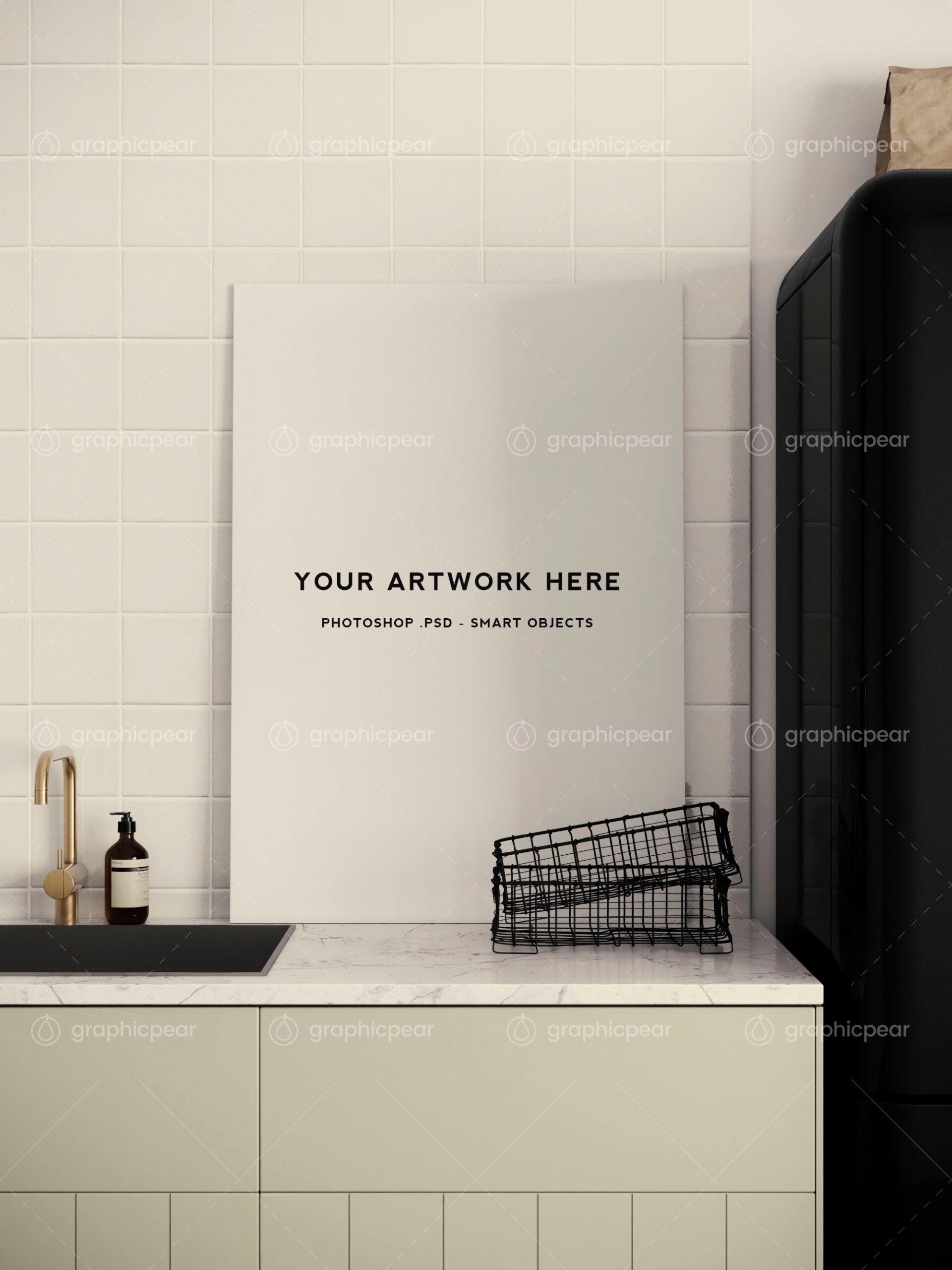 Poster Mockup In Kitchen Scene Setting