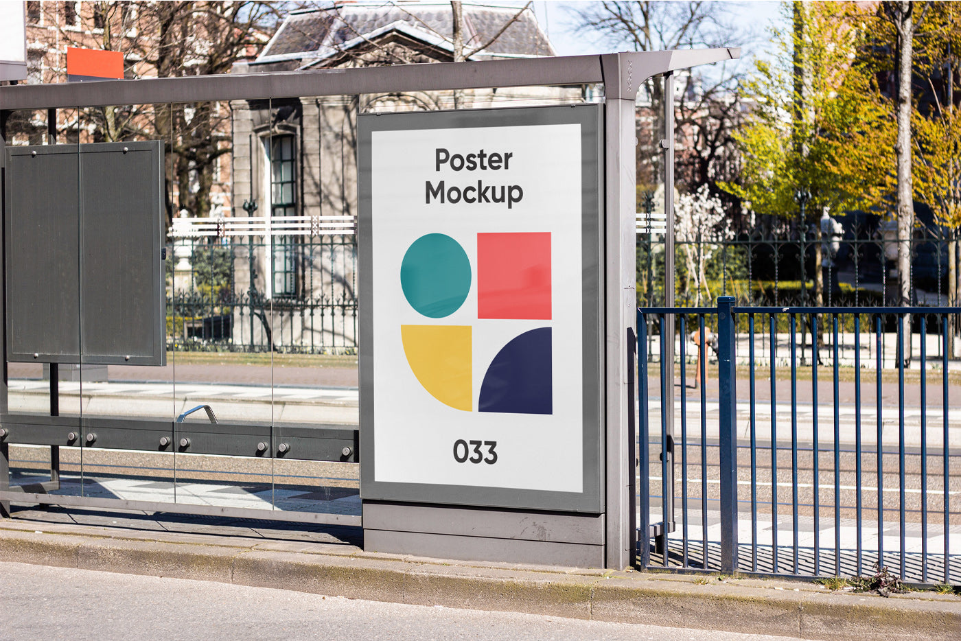 Poster On Bus Stop Mockup