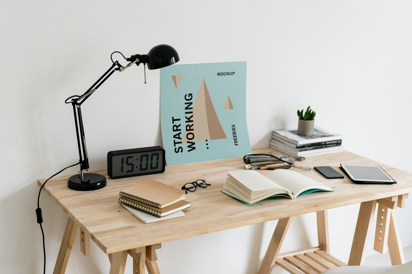 Poster On Desk Mockup