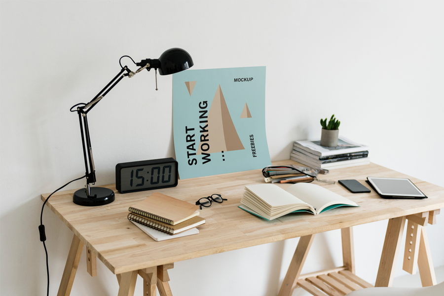 Poster On Desk Mockup