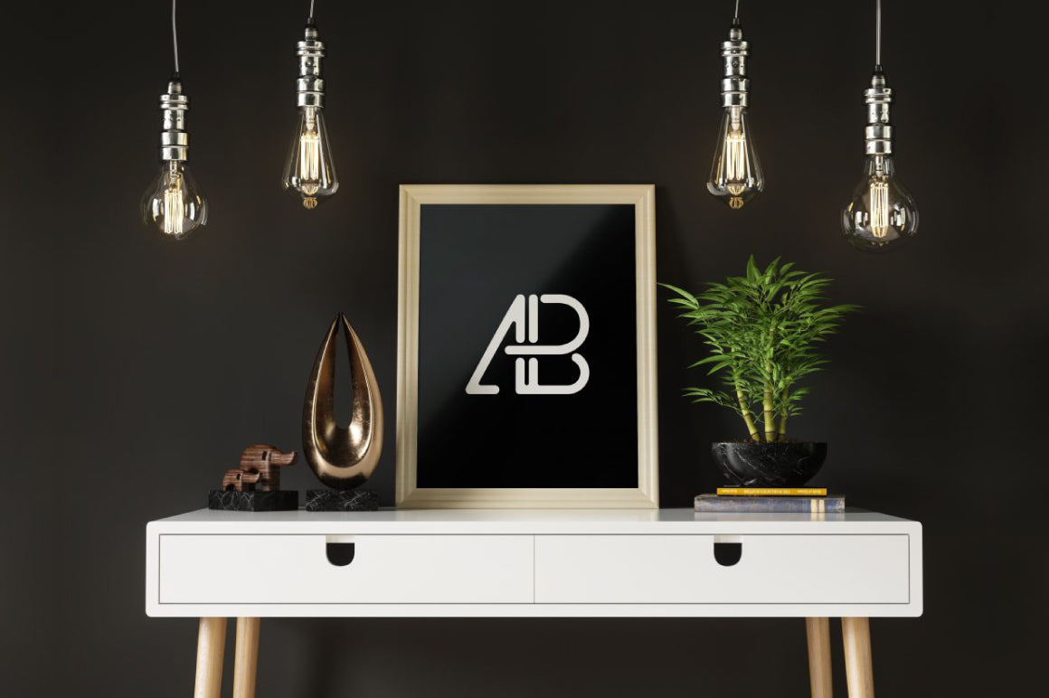 Poster On Desk Mockup