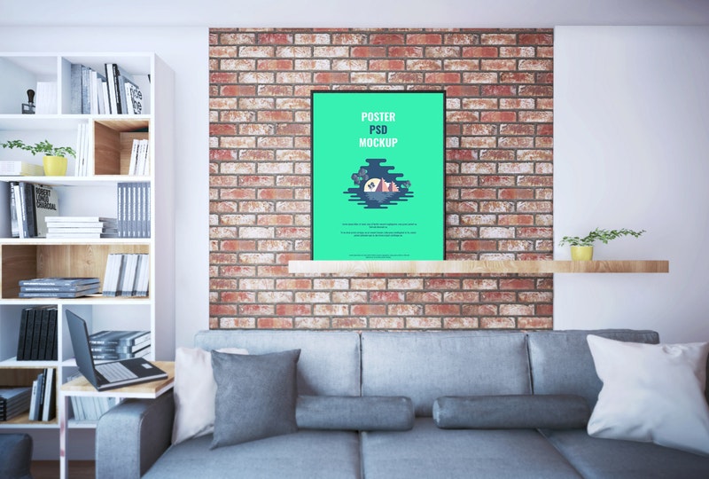 Poster On Shelf Psd Mockup