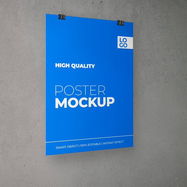 Poster Overhead With Clips Mockup Psd