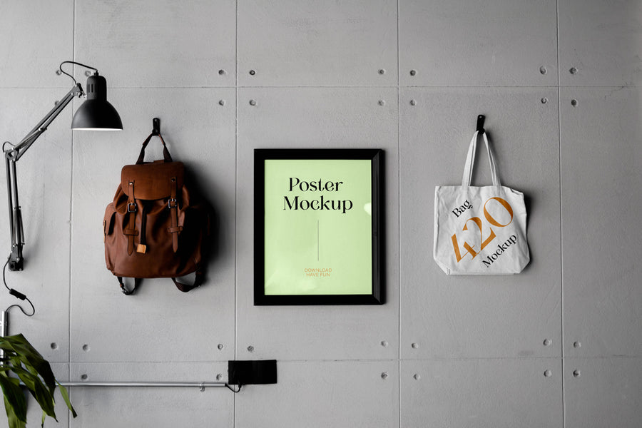 Poster With Bag Mockup