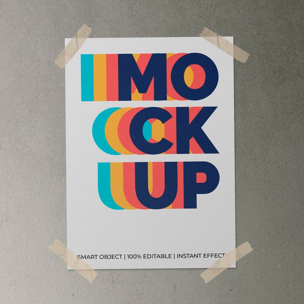 Poster With Tape Mockup Psd