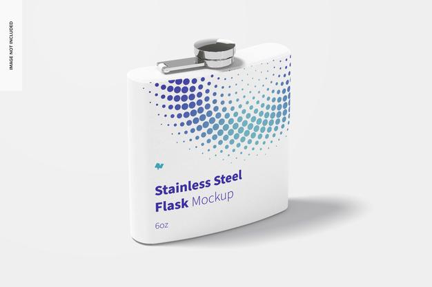 Powder Coated Stainless Steel Flask Mockup Psd