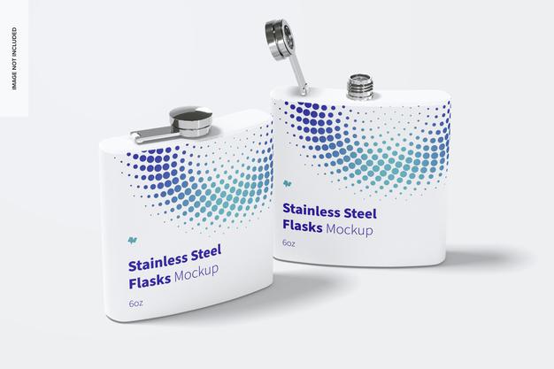 Powder Coated Stainless Steel Flasks Mockup Psd