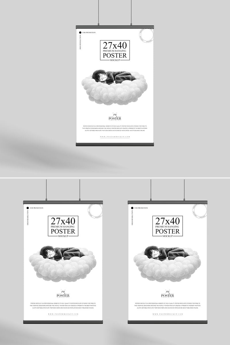 Premium Advertising Hanging Poster Mockup