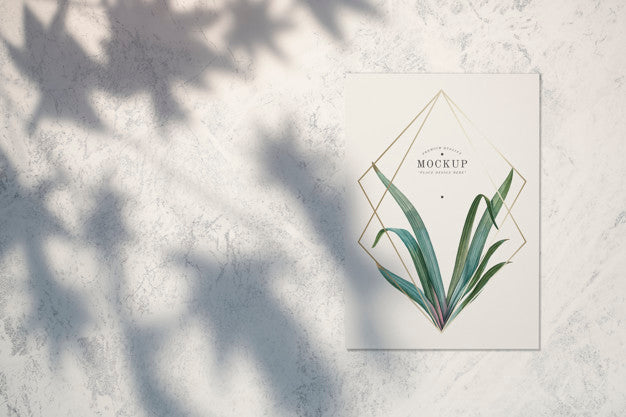 Premium Quality Card Mockup With Leaves And Golden Frames Psd