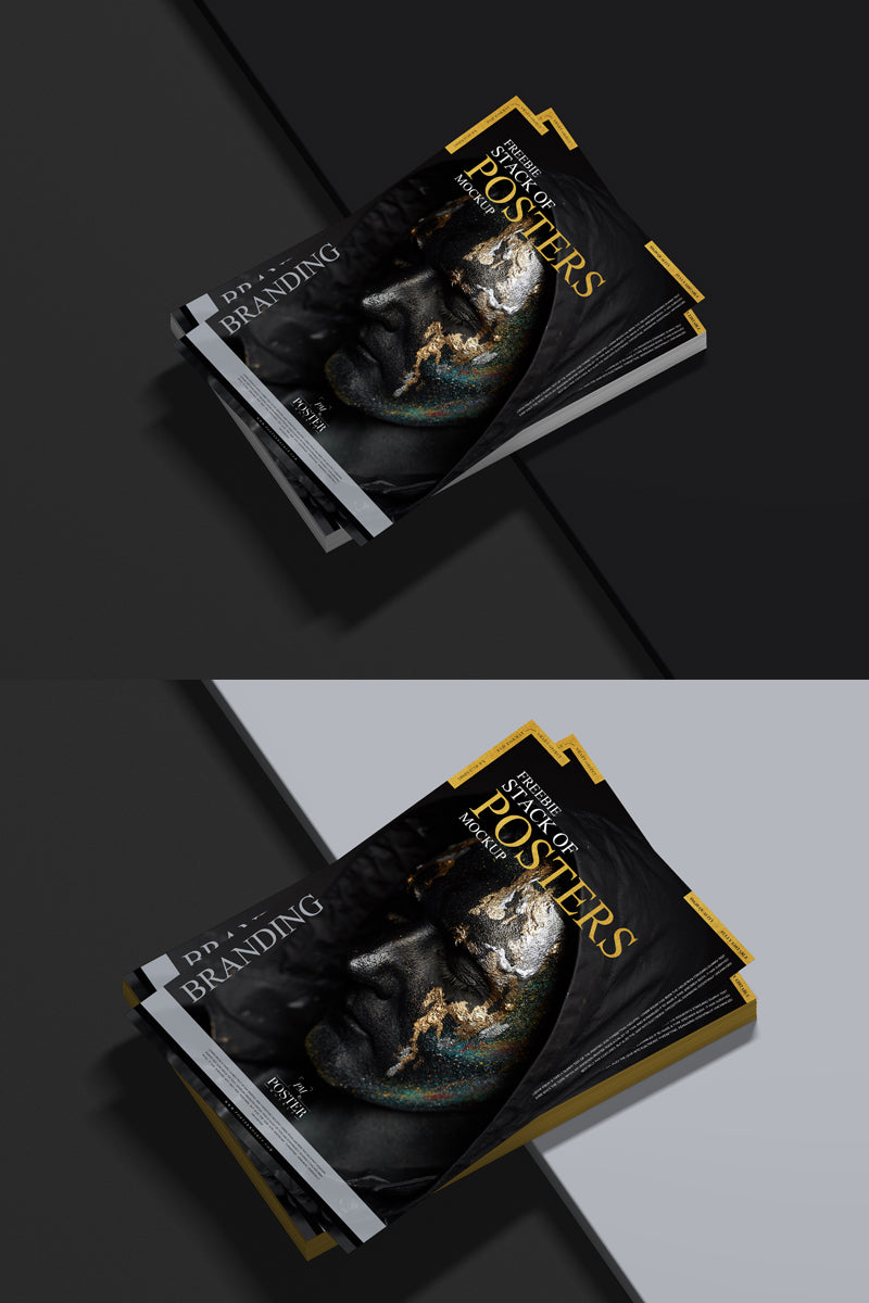 Premium Stack Of Posters Mockup