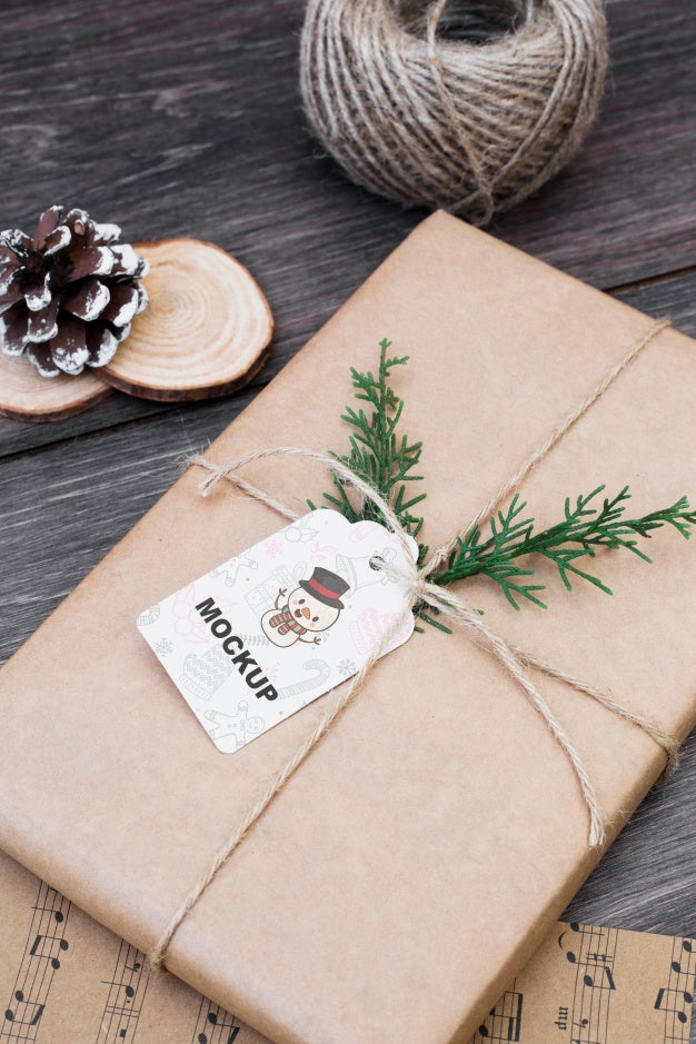 Present Box Mockup With Christmas Concept Psd