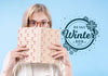 Pretty Young Girl Covering Face With Book Psd