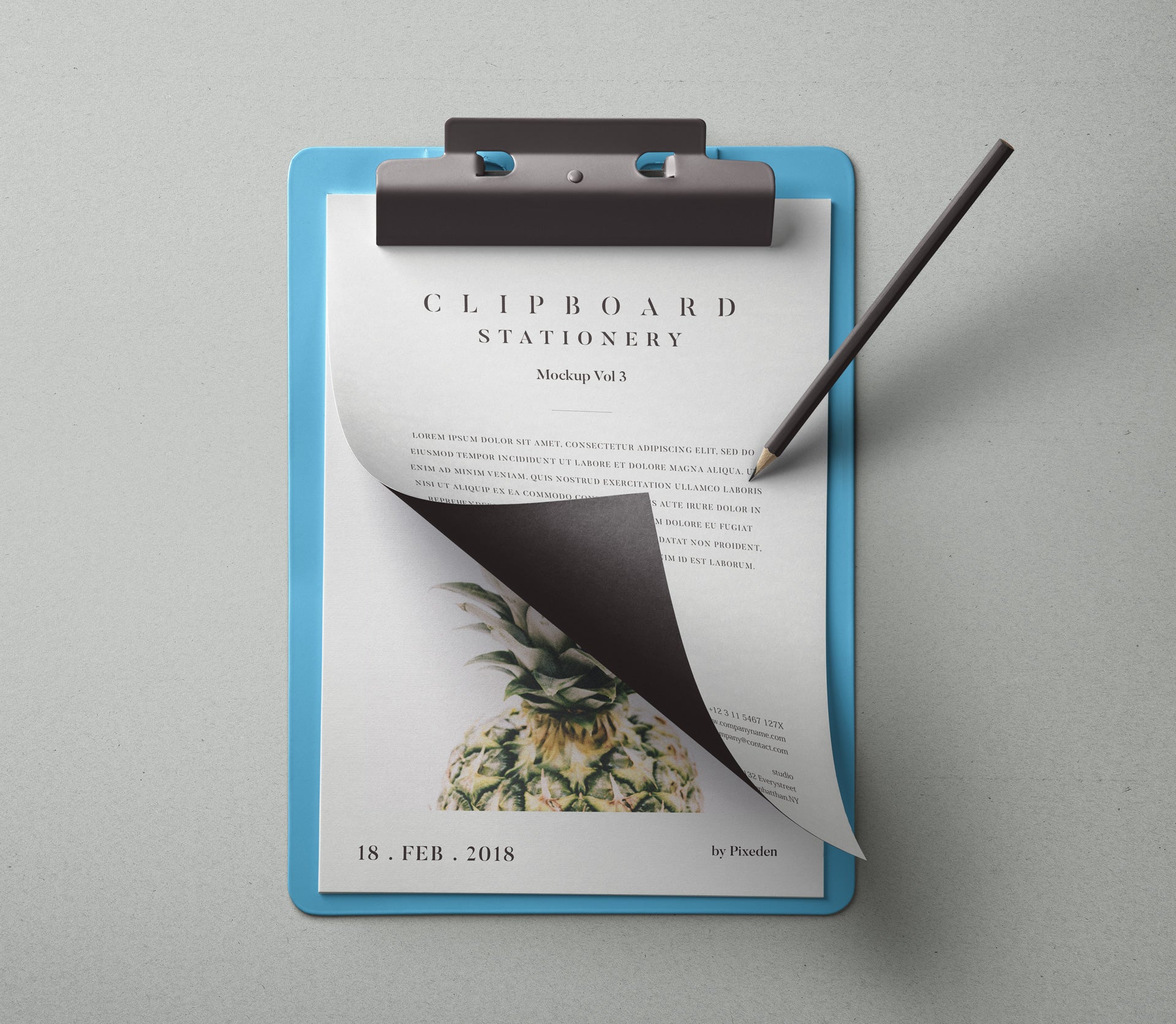 Top View of Clipboard Stationery Psd Mockup Design