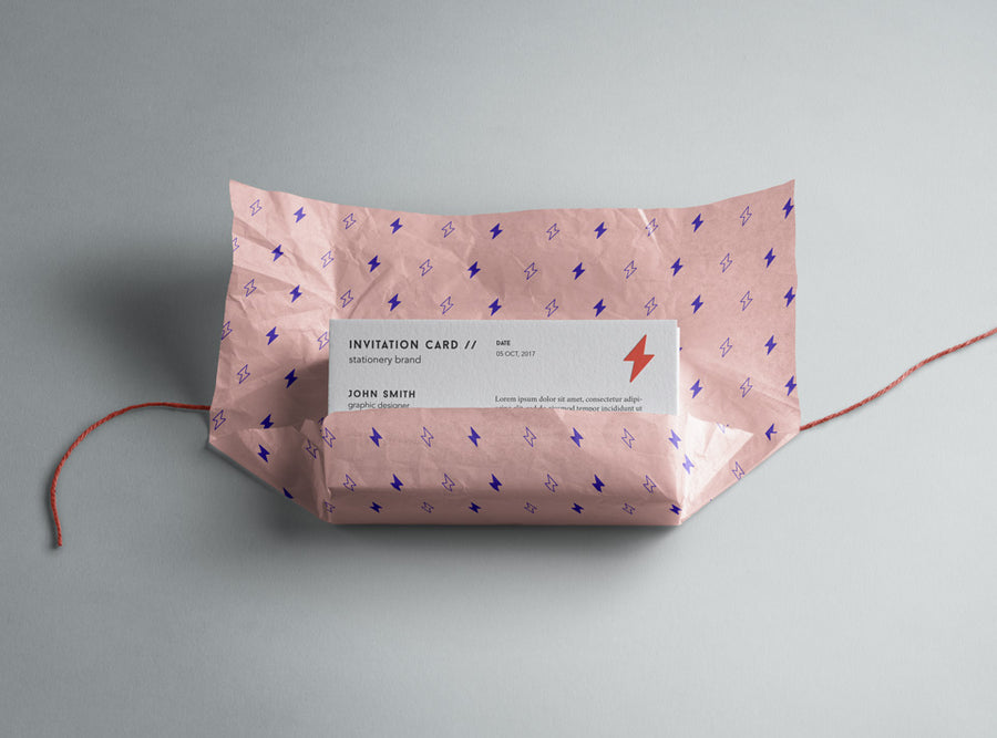 Wrapped Invitation Card Psd Mockup