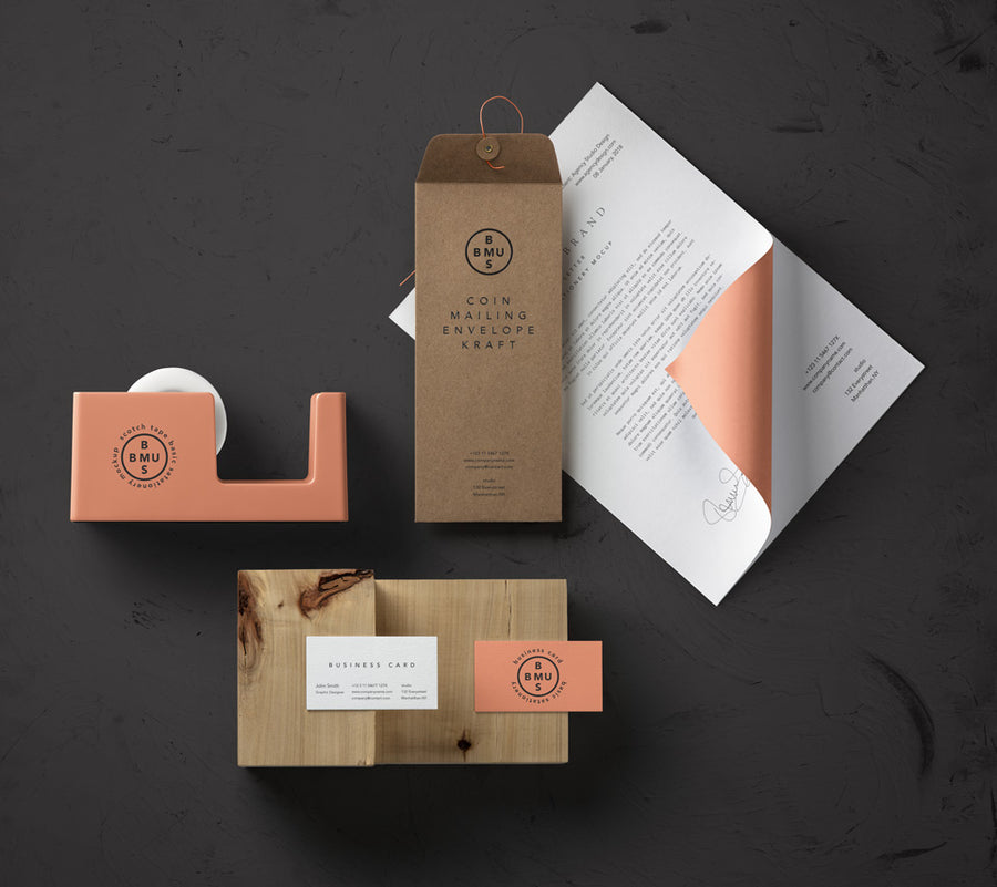 Basic Stationery Branding Psd Mockup Scene Creator