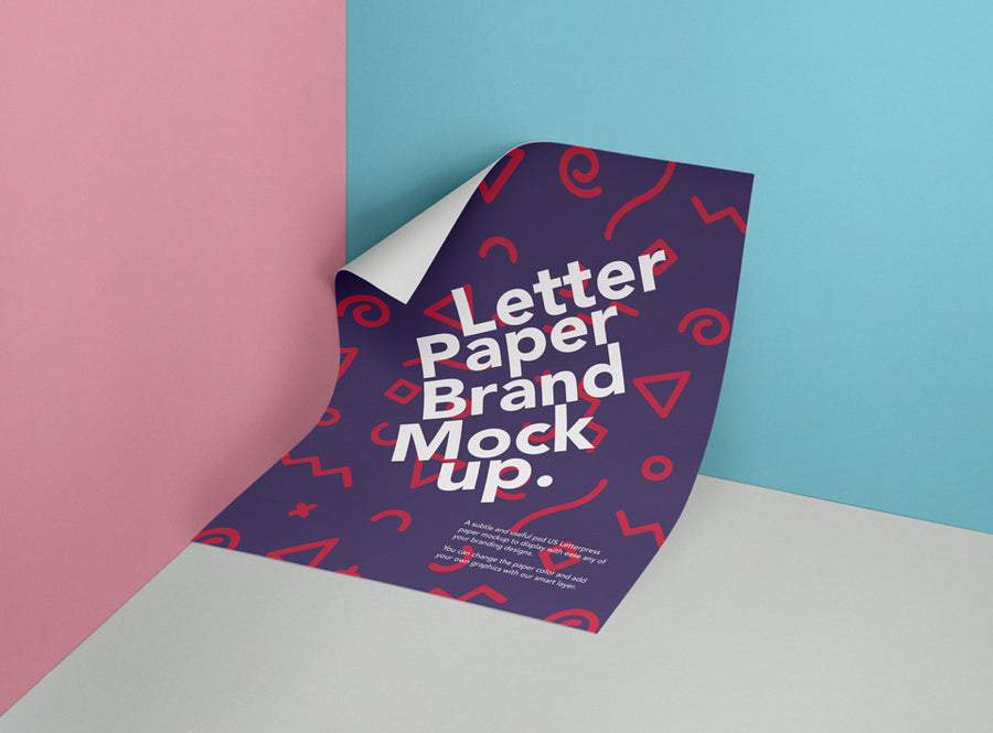 Curved Letter Paper Mockup Psd