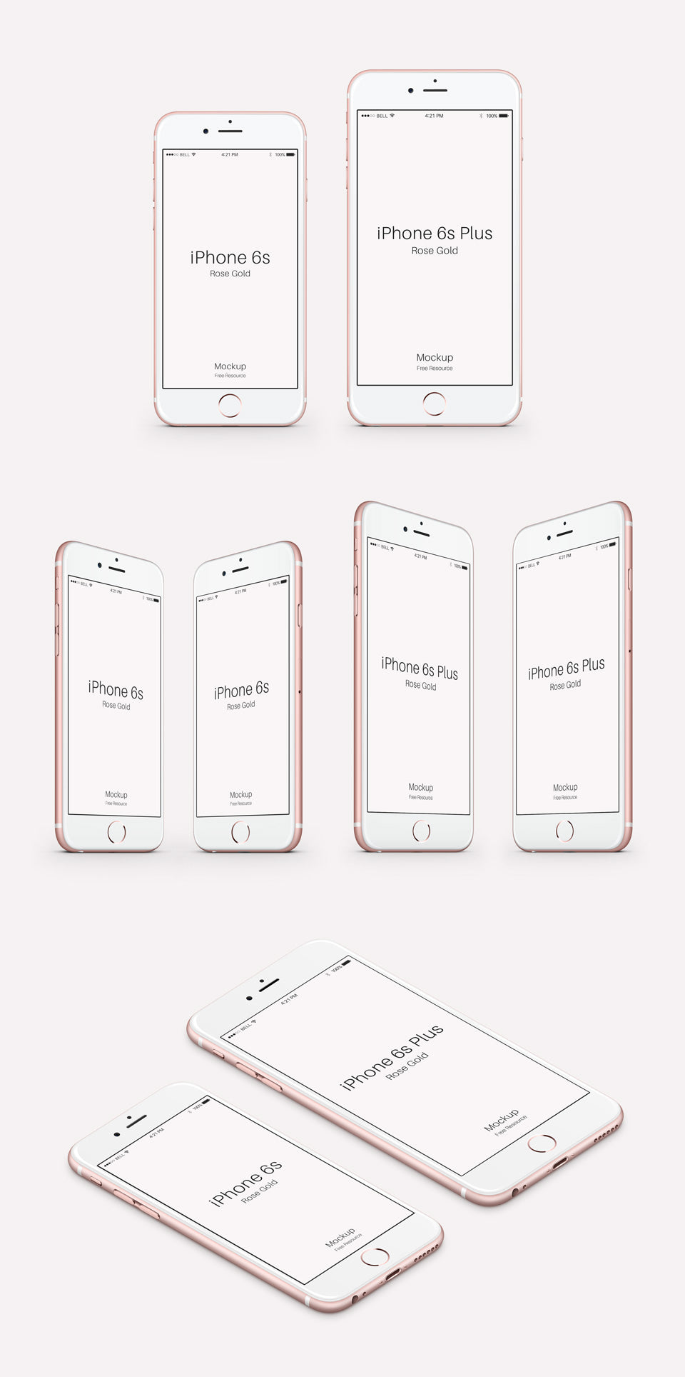 Set of iPhone 6s Psd Rose Gold Mockups