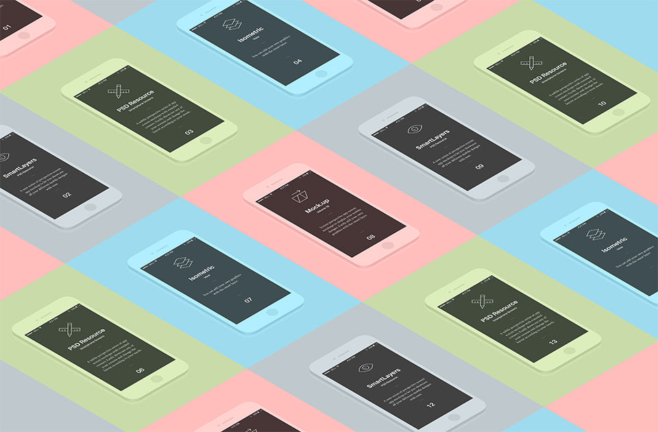 Isometric Perspective App Screens Mock-Up