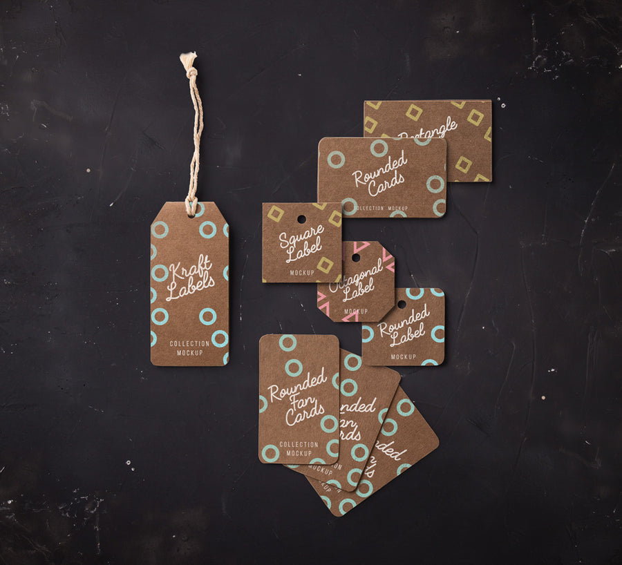 Psd Kraft Label Cards Mockup