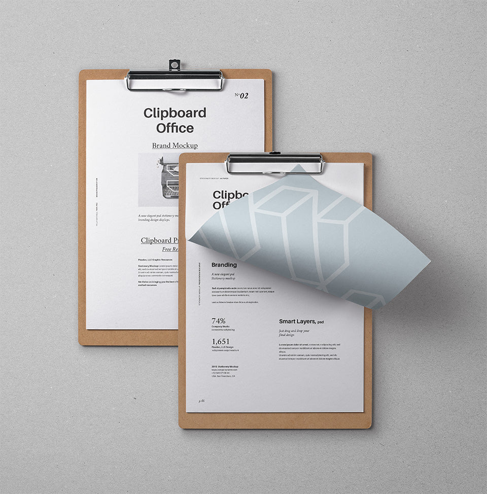 Top View of Psd Clipboard Stationery Mockup