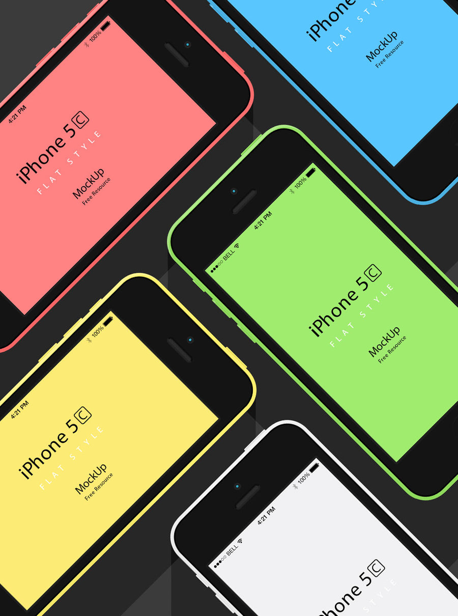 iPhone 5C Flat Design Mockup Psd