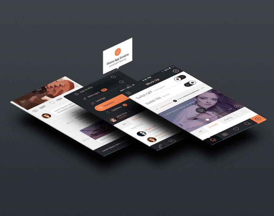 Perspective App Screens Mockups