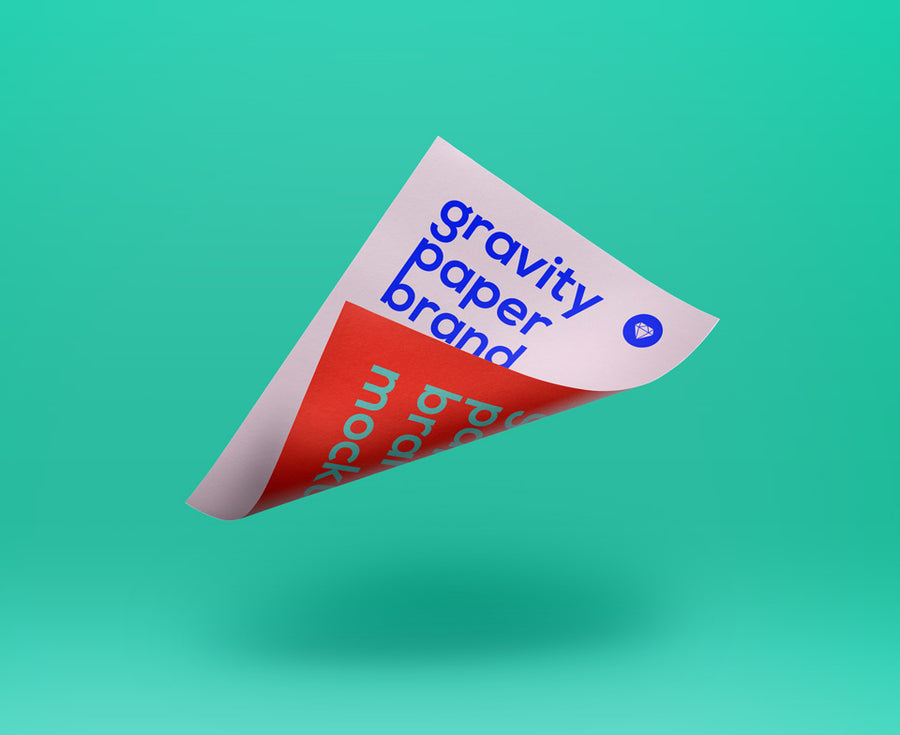 Floating Gravity Psd Paper Mockup