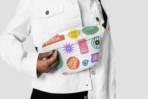 Printed Fanny Pack Mockup With Aesthetic Design Streetwear Shoot Psd