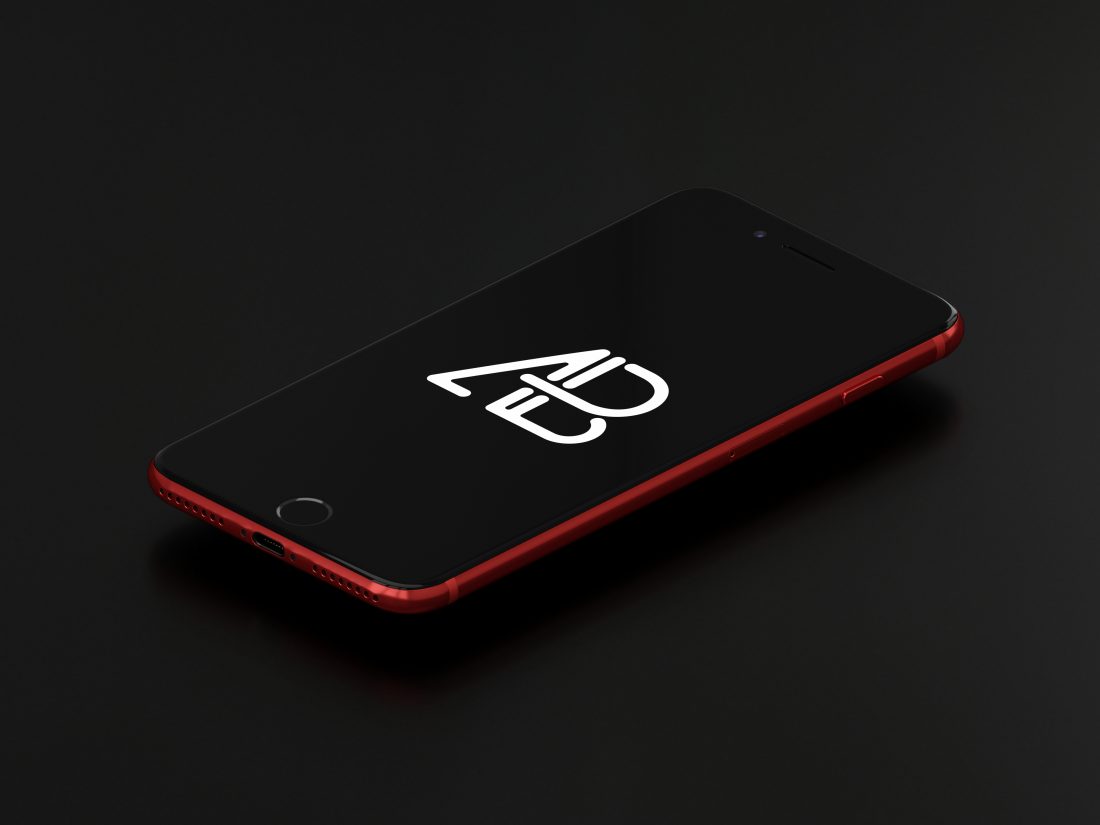 Product Red Iphone 7 Plus Mockup Vol.3