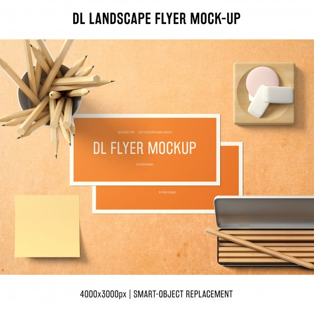 Professional Dl Landscape Flyer Mockup Psd