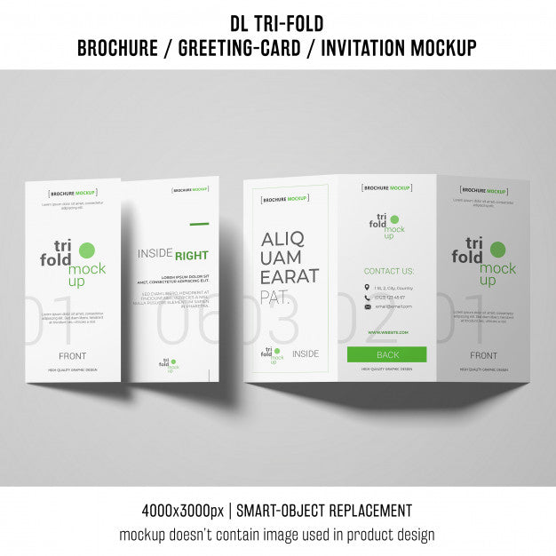 Professional Trifold Brochure Or Invitation Mockup Psd