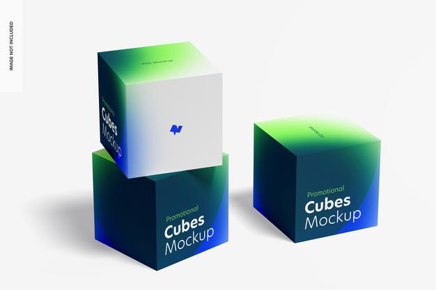 Promotional Cubes Display Mockup, Stacked Psd