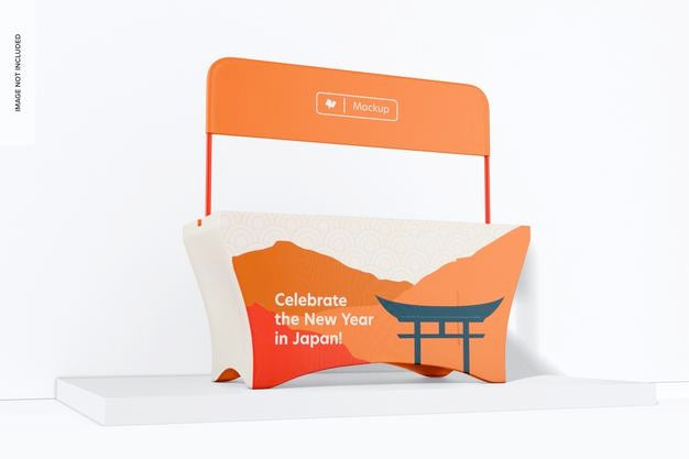 Promotional Event Table Mockup, Low Angle View Psd