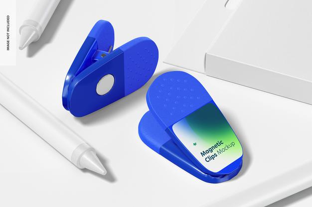Promotional Magnetic Clips Mockup, Perspective Psd