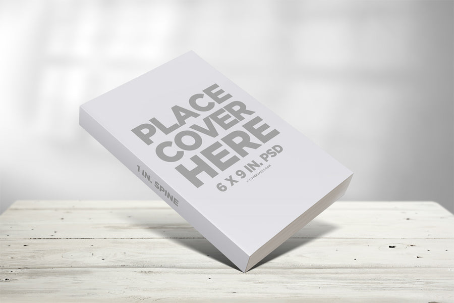 Propped Up 6 X 9 Paperback Book Mockup