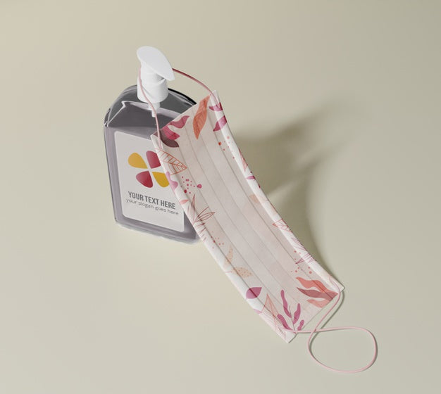 Protection Mask Design With Soap Bottle Psd