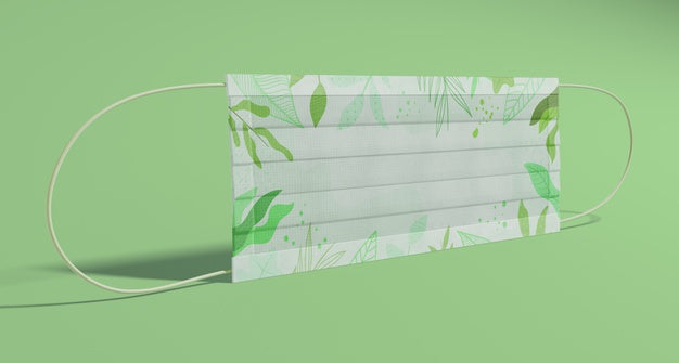 Protection Mask With Green Leaves Psd