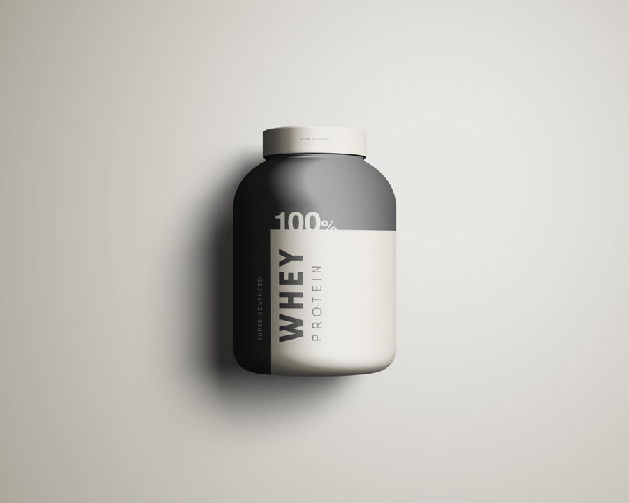 Free Protein Powder Packaging Bottle Mockup (PSD)