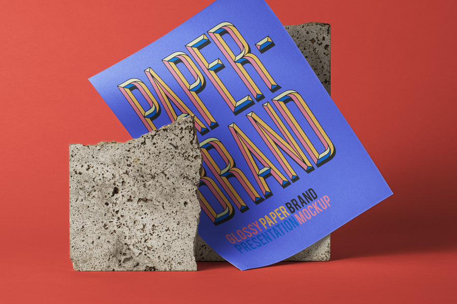 Psd Glossy Paper Brand Mockup