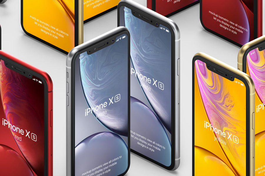 Psd Iphone Xr Mockup Isometric Vol4