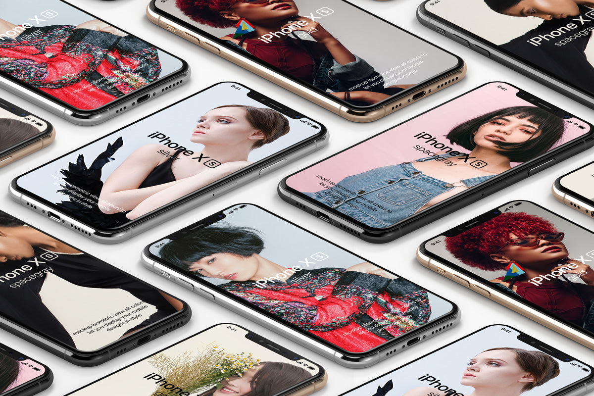 Psd Iphone Xs Mockup Isometric