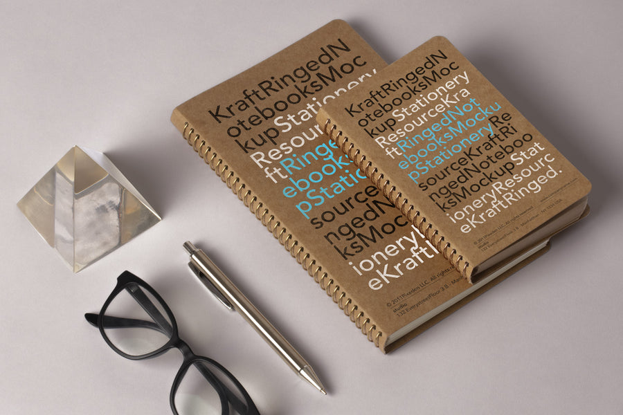 Psd Kraft Ringed Notebooks Mockup