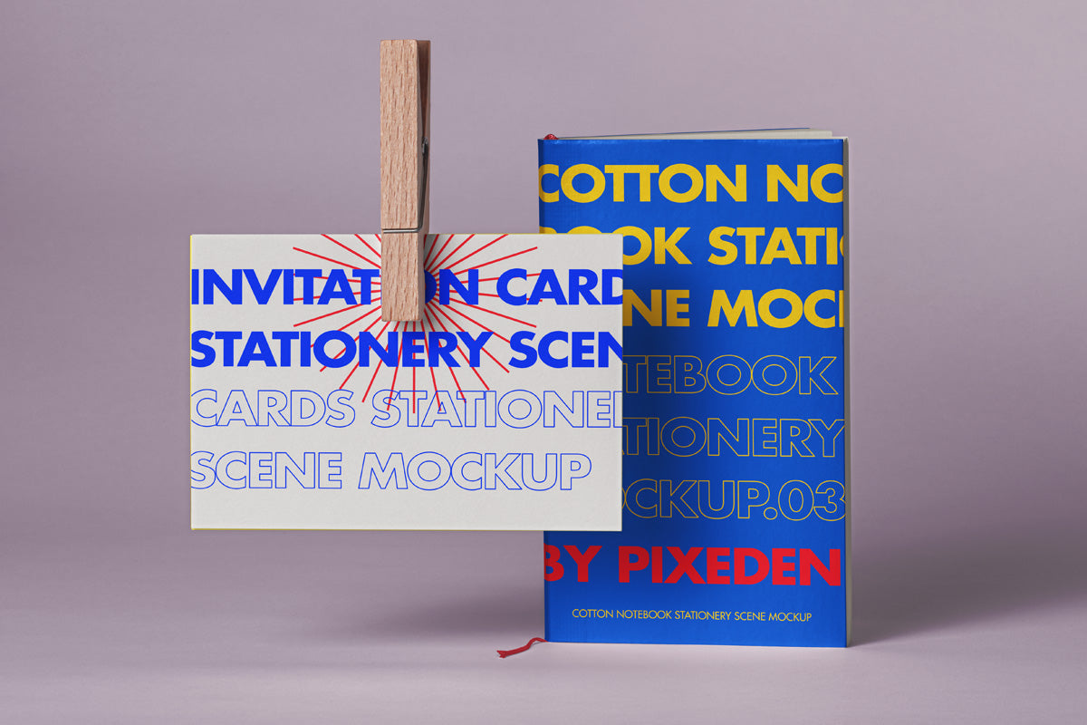 Psd Notebook Card Mockup Scene
