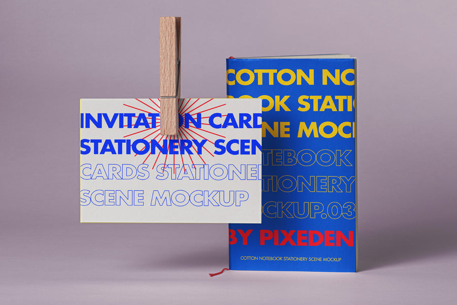 Psd Notebook Card Mockup Scene