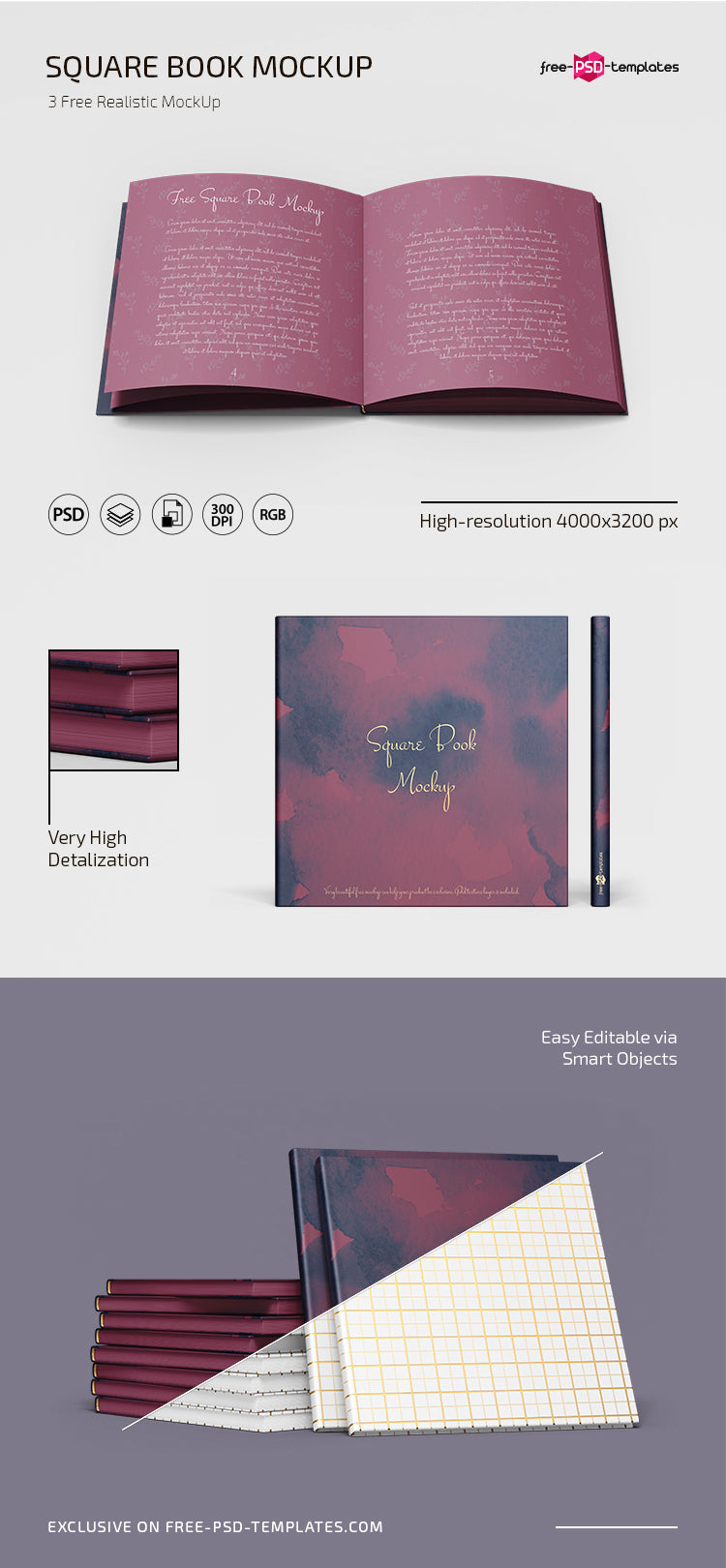 Psd Square Book Mockup Templates