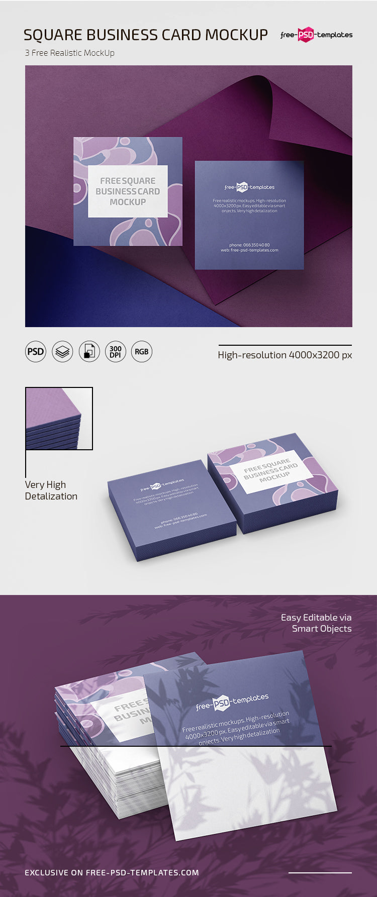 Psd Square Business Card Mockup Templates