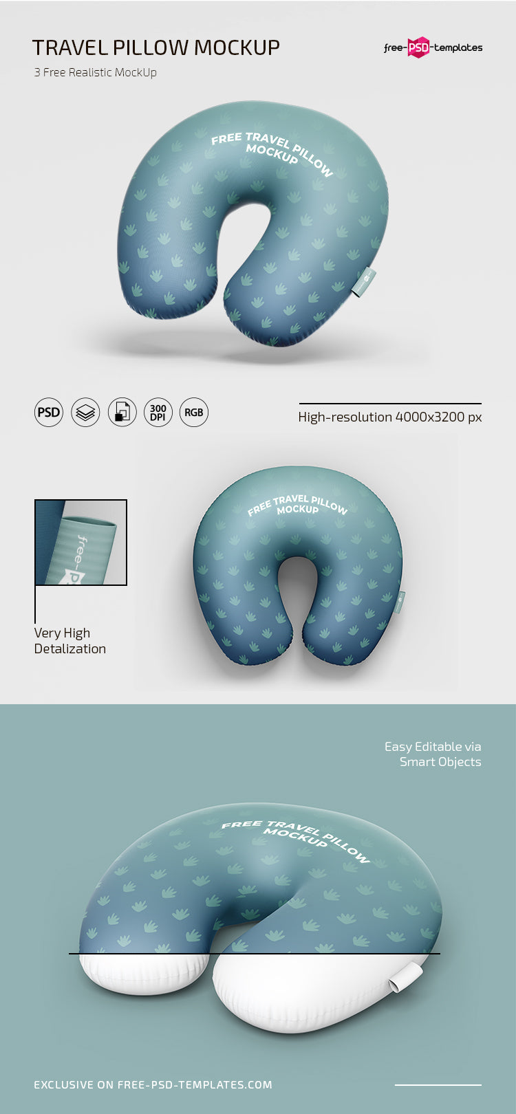 Psd Travel Pillow Mockup Template